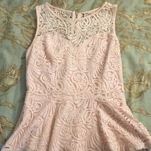Pink lace peplum top